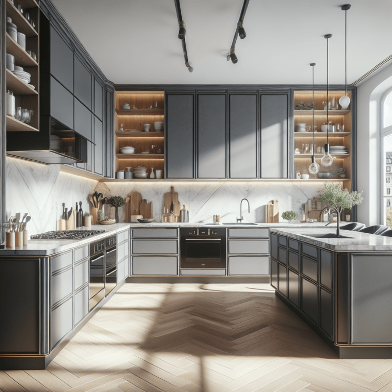 anthrazitfarbene Eck-Küche-München