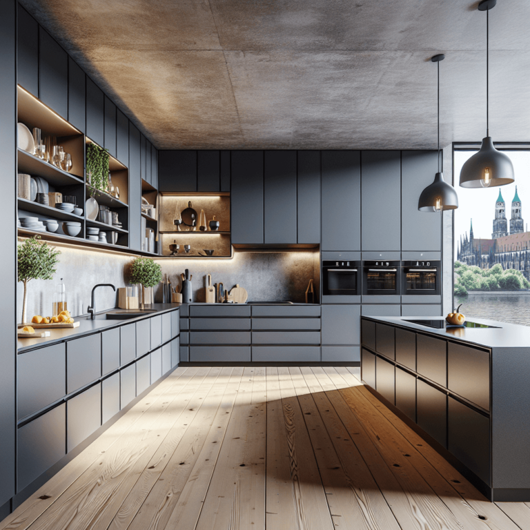 anthrazitfarbene Einbauküche-München