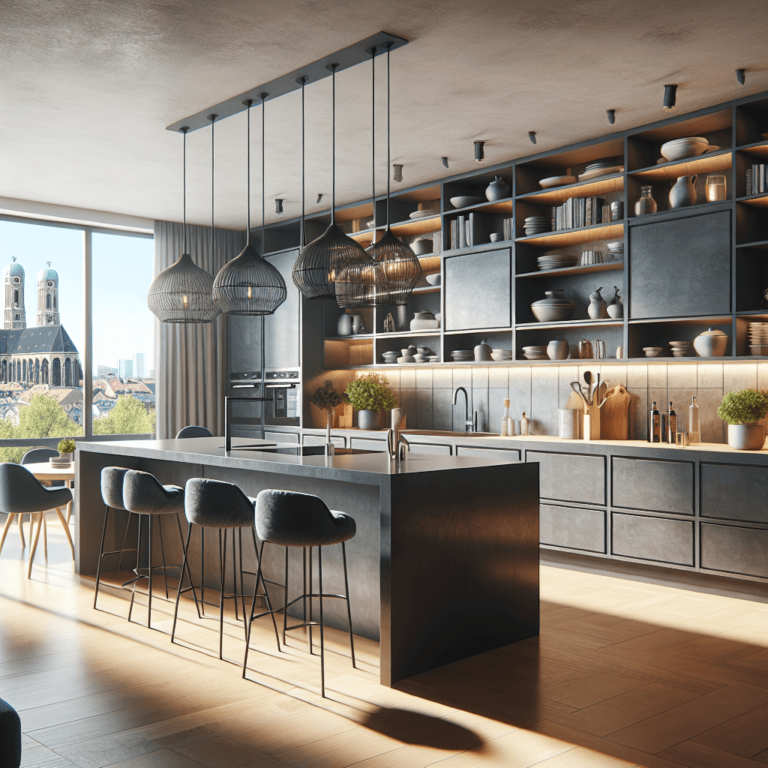 anthrazitfarbene Freistehende Küche-München