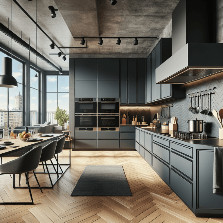 anthrazitfarbene Industrielle Küche-München