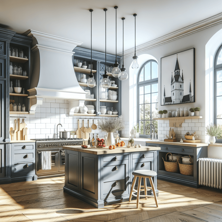anthrazitfarbene Küche im Bauernhausstil-München