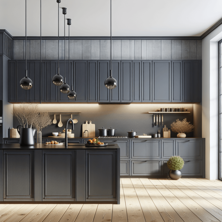 anthrazitfarbene Küche im skandinavischen Stil-München