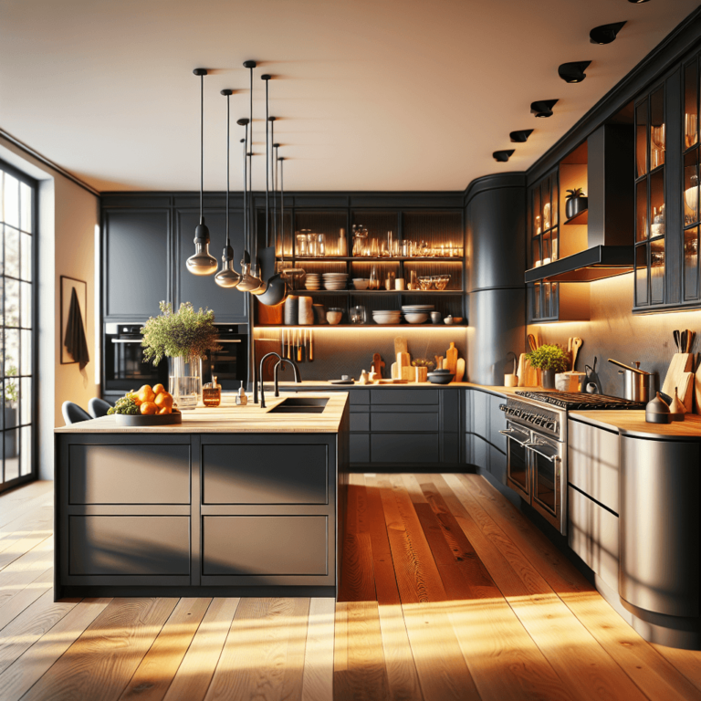 anthrazitfarbene Küche in G-Form-München