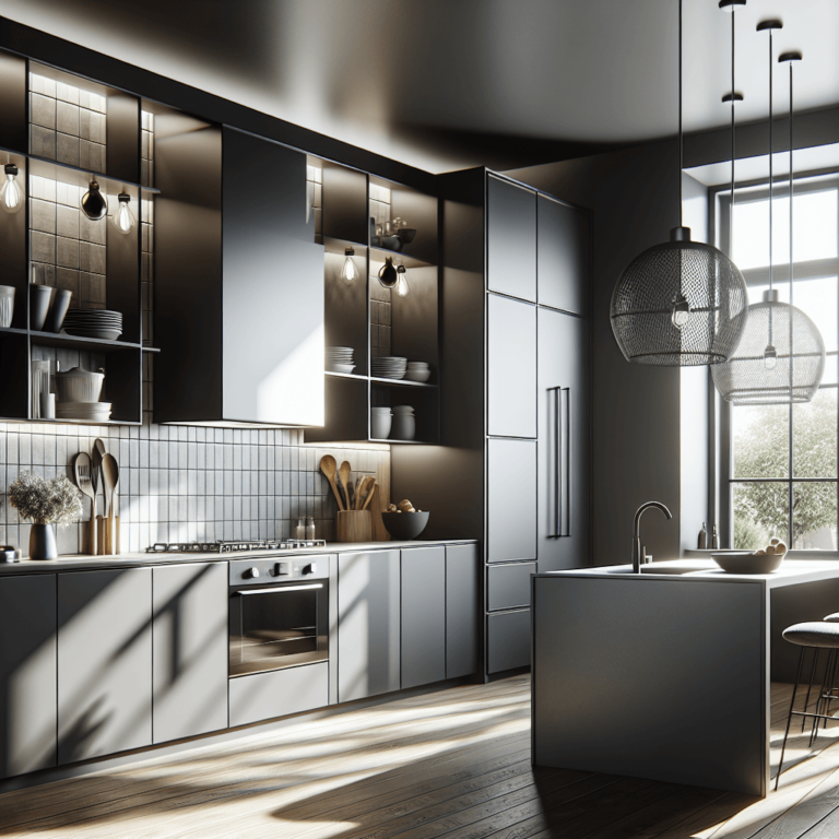 anthrazitfarbene Küche in L-Form-München