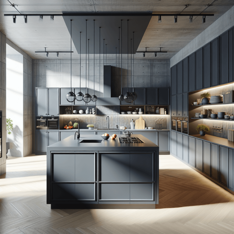 anthrazitfarbene mehrzeilige Küche-München