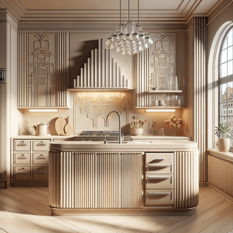 beige Küche im Art-Deco-Stil-München