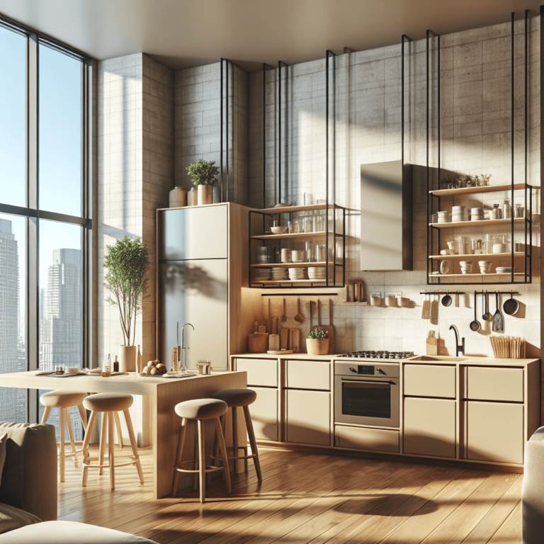 beige Küche im Loftstil-München