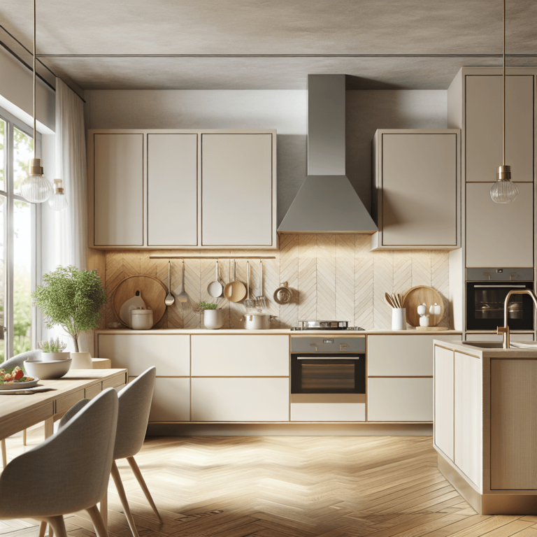 beige Küche im skandinavischen Stil-München