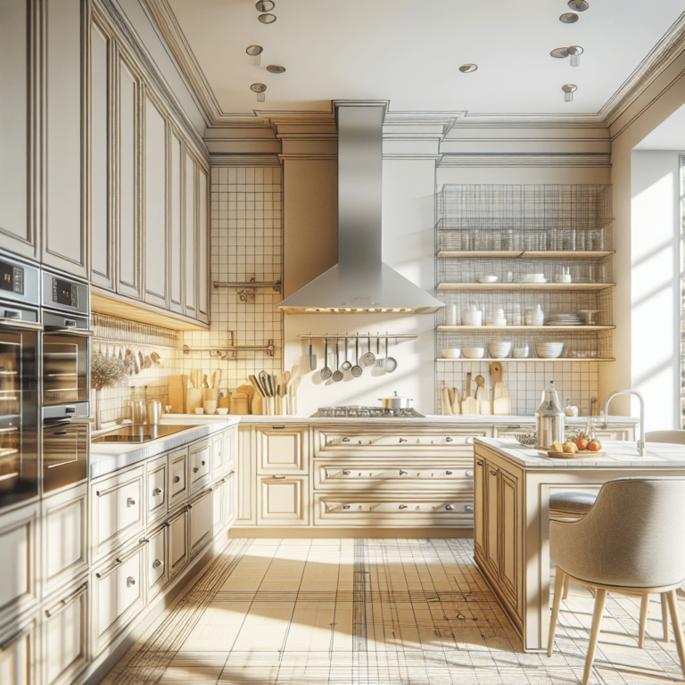 beige Küche mit Stahlakzenten-München