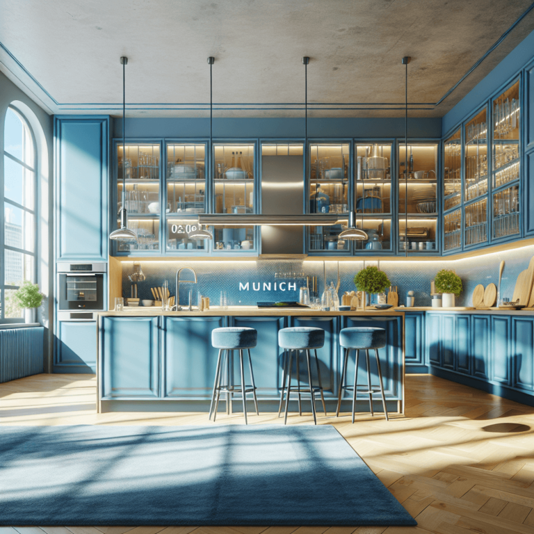 blaue Anrichte Küche-München