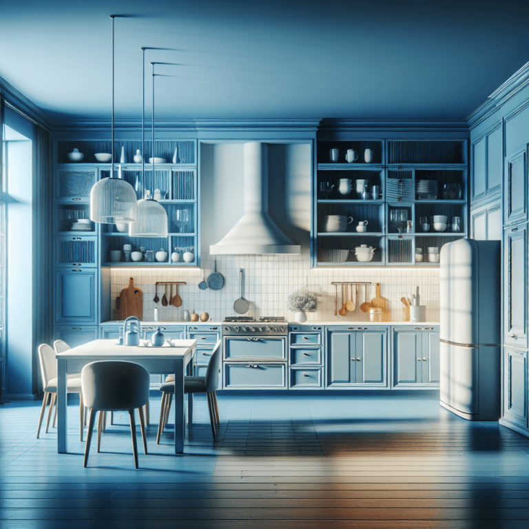 blaue Freistehende Küche-München
