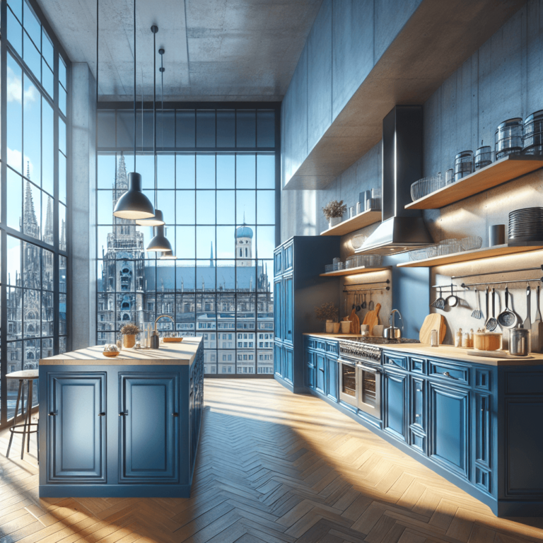 blaue Industrial Style Küche-München