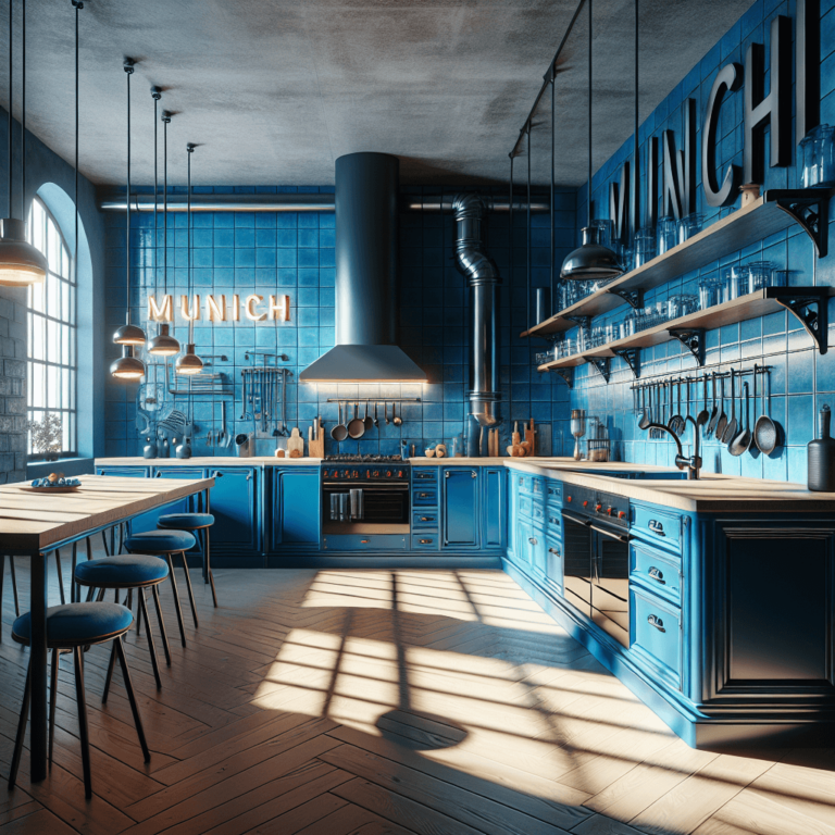 blaue Industrielle Küche-München