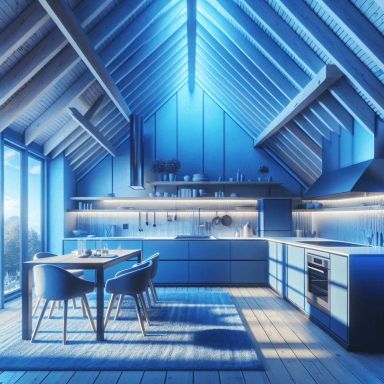blaue Küche für Dachschräge-München