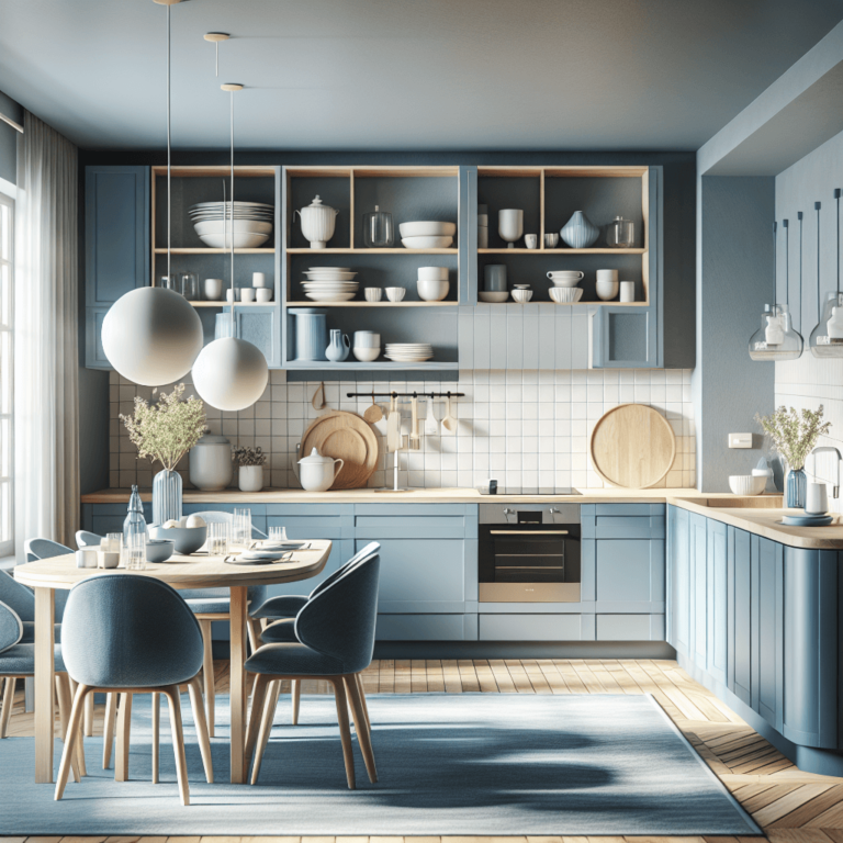 blaue Küche im skandinavischen Stil-München