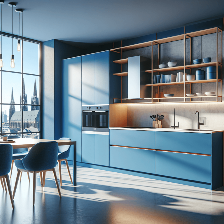 blaue Minimalismus Küche-München