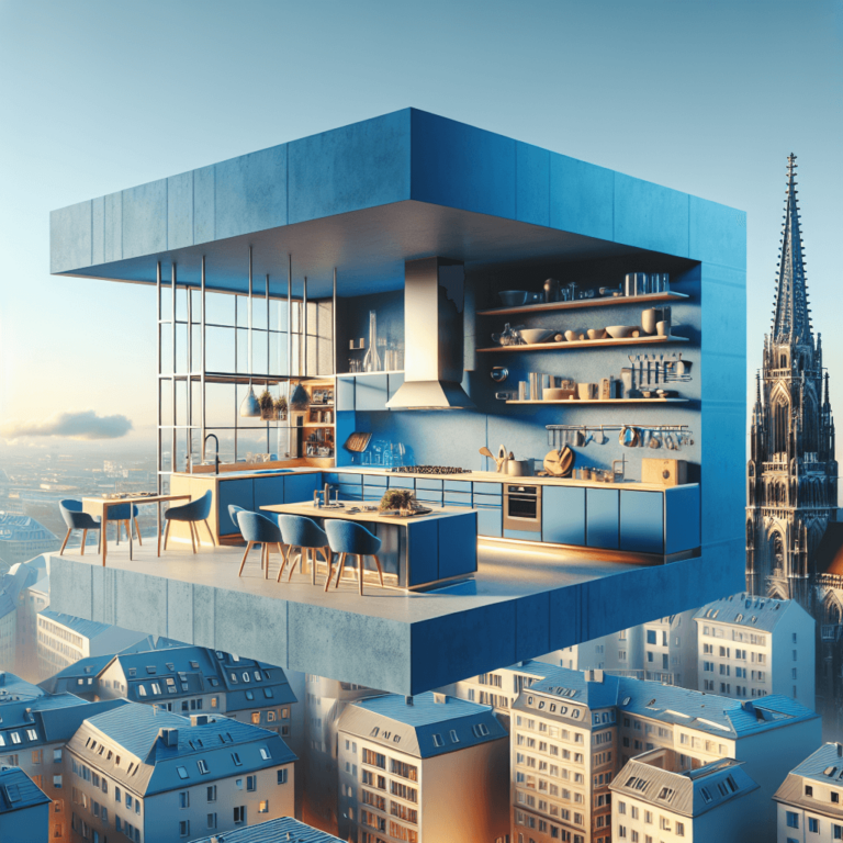 blaue Schwebende Küche-München