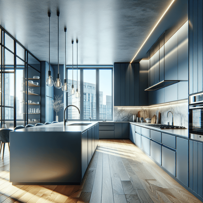 blaugraue Anrichte Küche-München