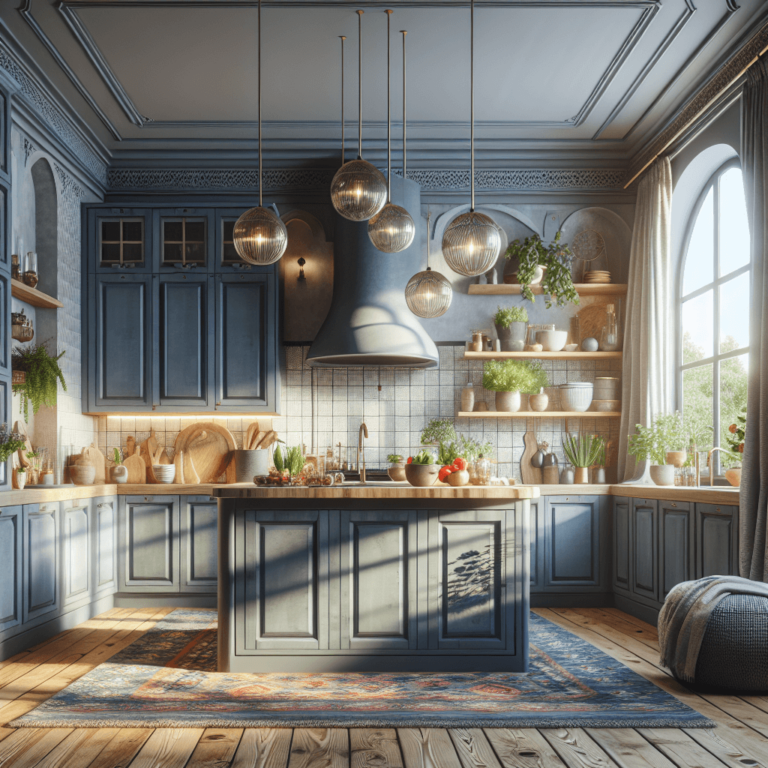 blaugraue Boho Style Küche-München