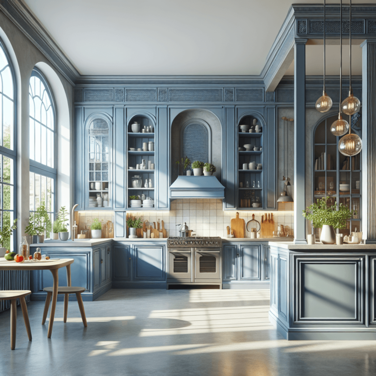 blaugraue Freistehende Küche-München