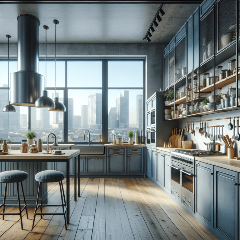 blaugraue Industrielle Küche-München