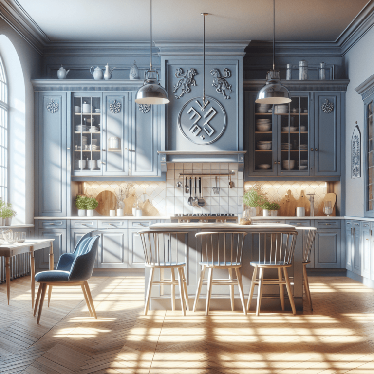 blaugraue Küche im skandinavischen Stil-München