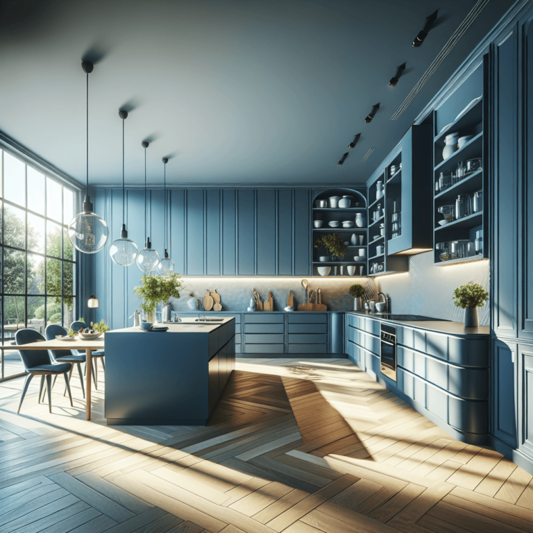 blaugraue Küche in L-Form-München