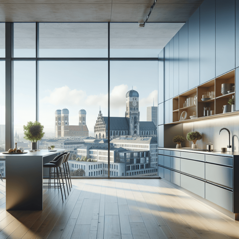 blaugraue Minimalismus Küche-München