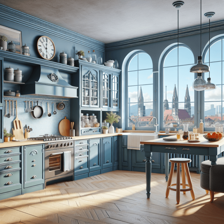 blaugraue Retro Küche-München