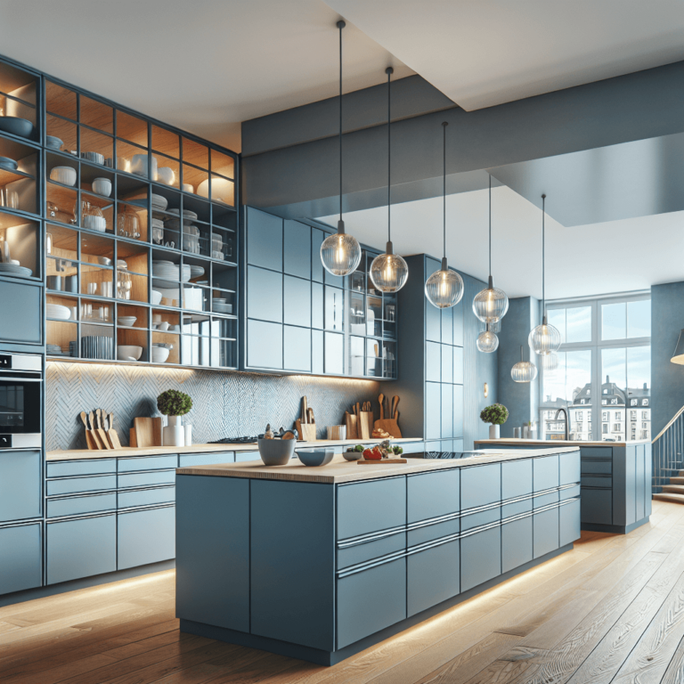 blaugraue mehrzeilige Küche-München