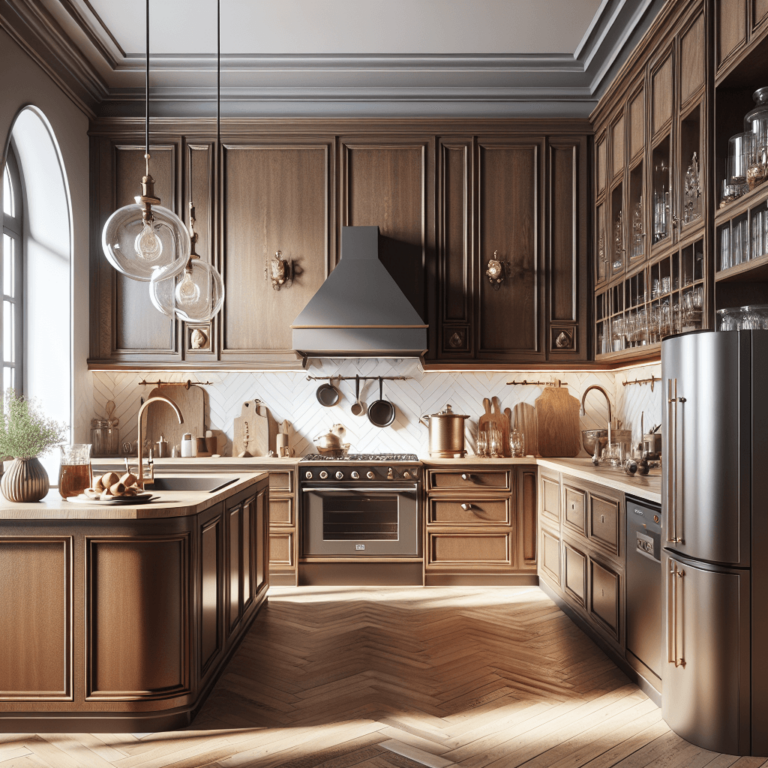 braune Küche im Vintage Chic Stil-München