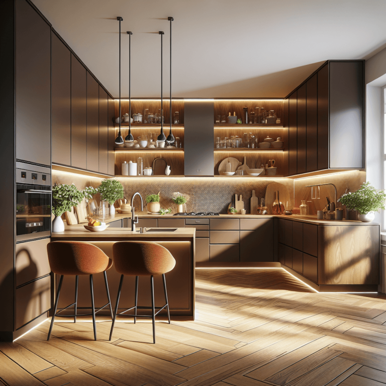 braune Küche in L-Form-München