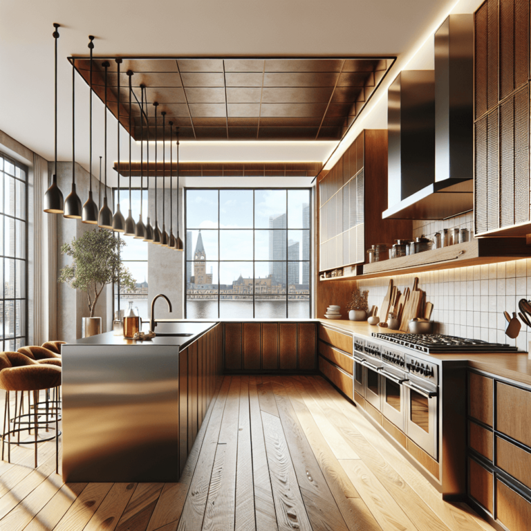 braune Küche mit Stahlakzenten-München