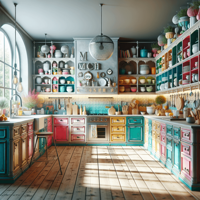 bunte Küche im Shabby Chic Stil-München