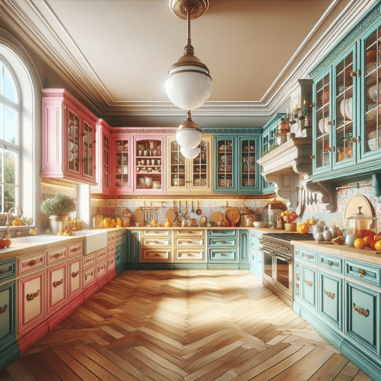 bunte Küche im Vintage Chic Stil-München