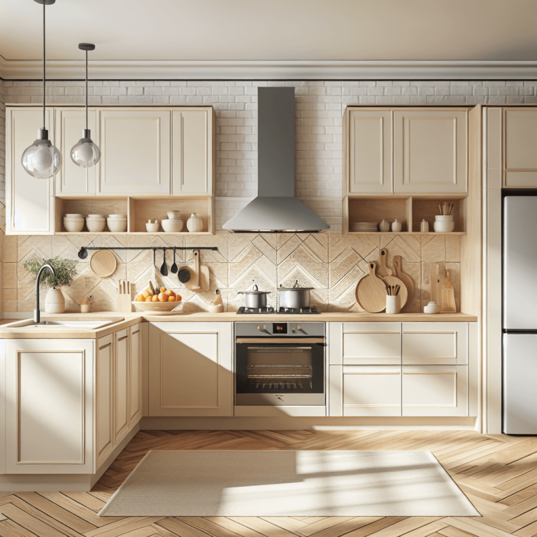 cremefarbene Küche im skandinavischen Stil-München