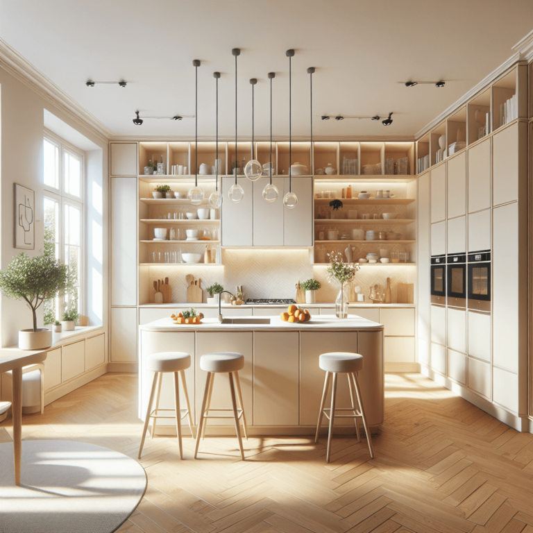 cremefarbene Küche in L-Form-München