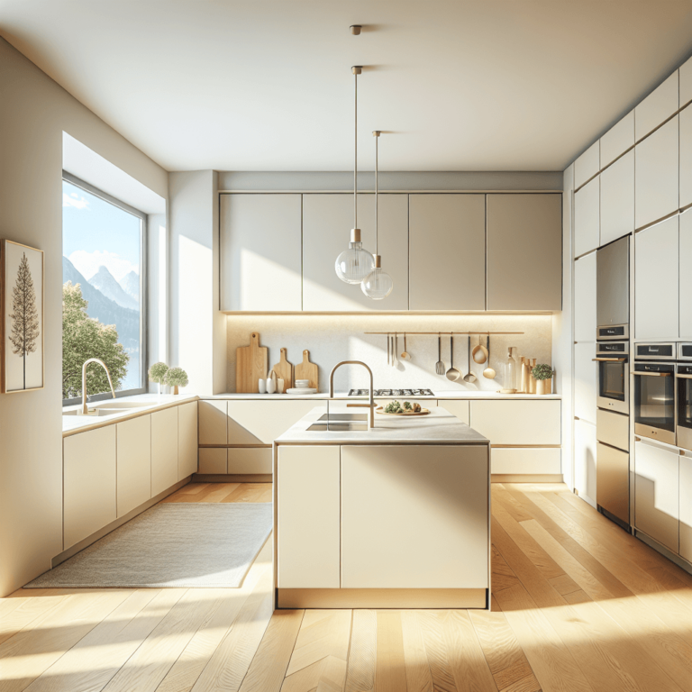 cremefarbene Minimalismus Küche-München