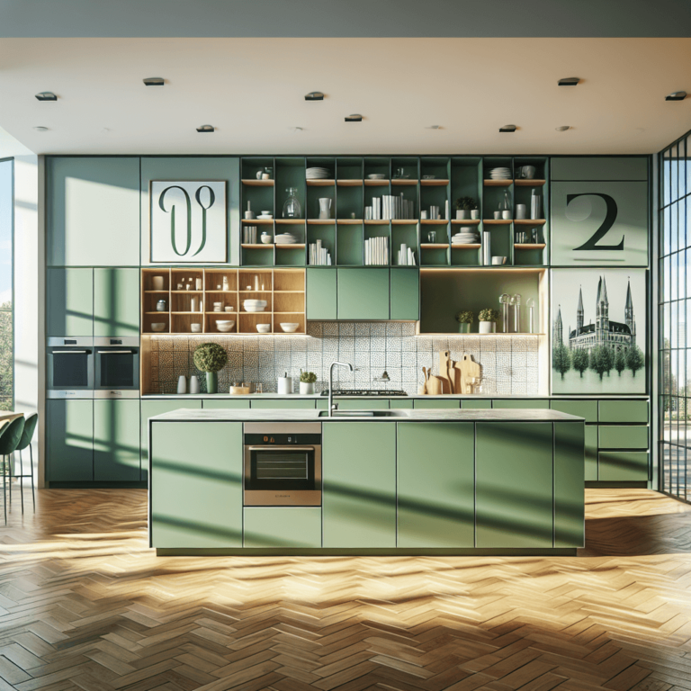 grüne Freistehende Küche-München