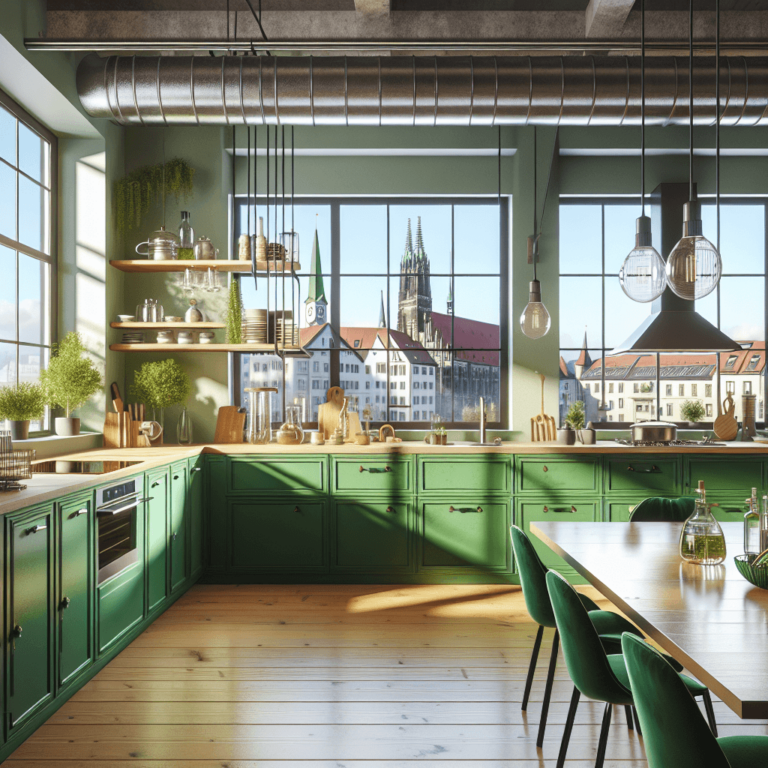 grüne Industrial Style Küche-München