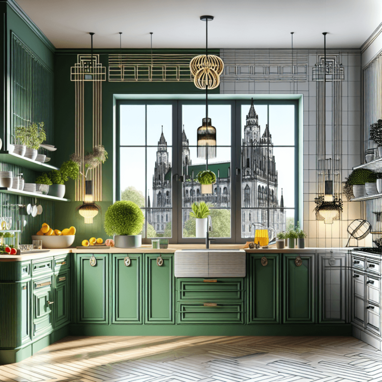 grüne Küche im Art-Deco-Stil-München