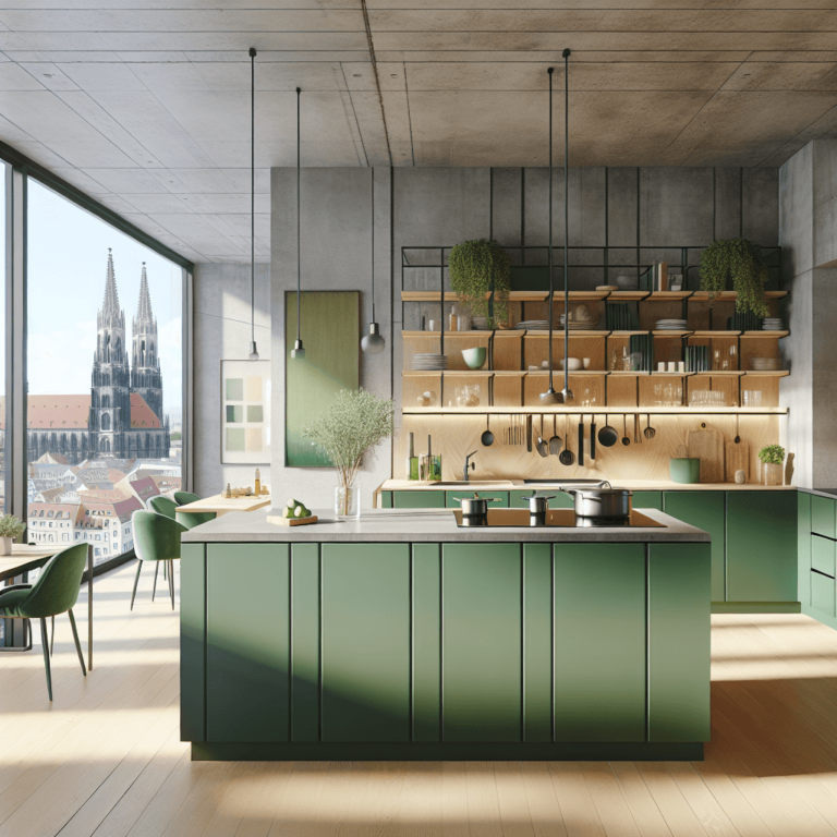 grüne Küche im Loftstil-München