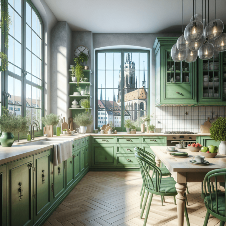 grüne Küche im Shabby Chic Stil-München
