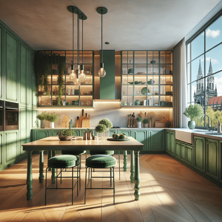 grüne Küche im Vintage Chic Stil-München