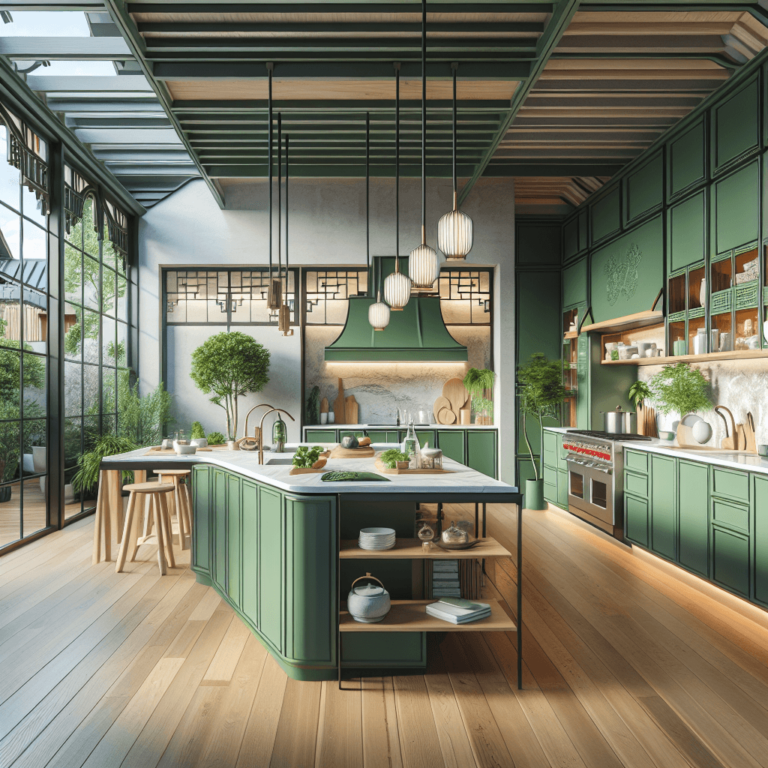 grüne Küche im asiatischen Stil-München