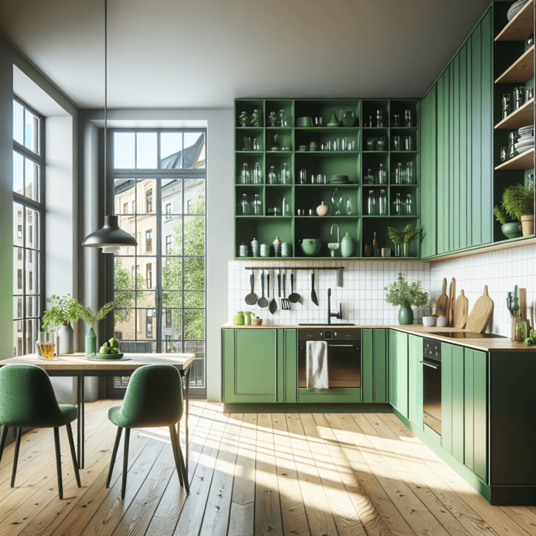 grüne Küche im skandinavischen Stil-München