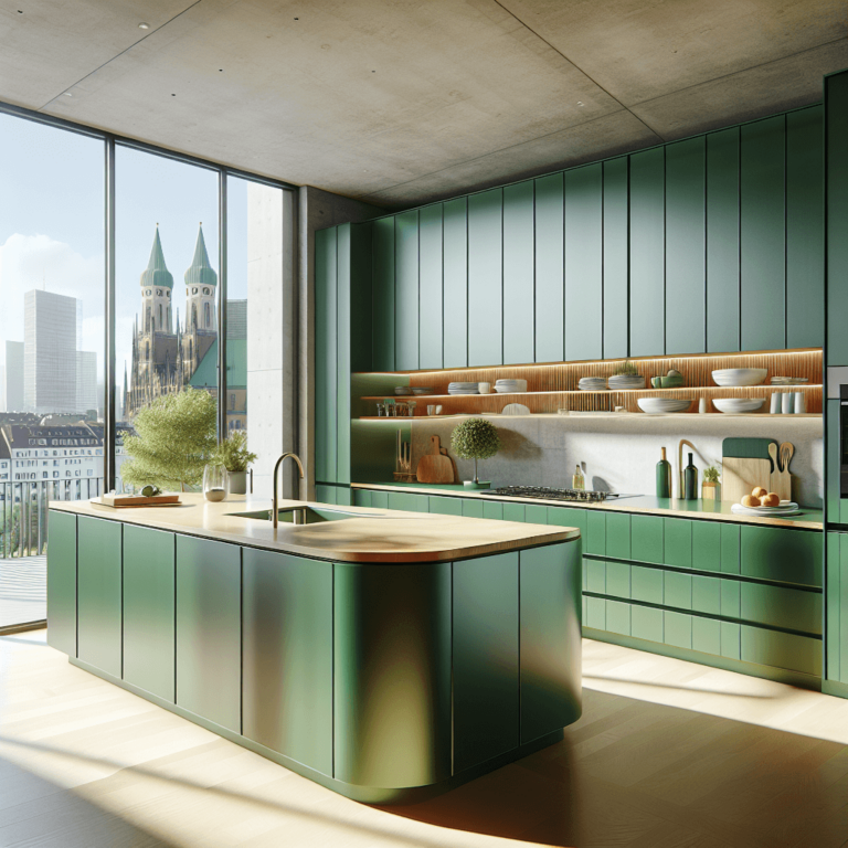 grüne Küche in G-Form-München