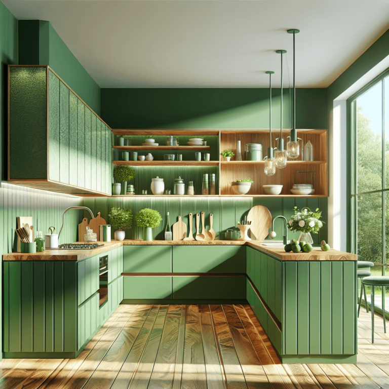 grüne Küche in L-Form-München