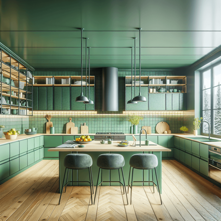 grüne mehrzeilige Küche-München