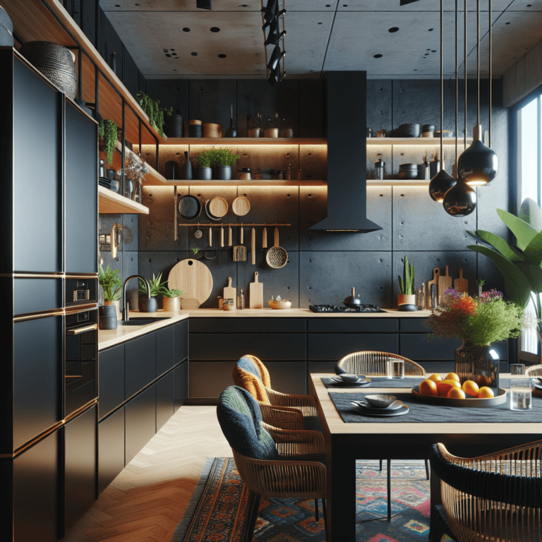 schwarze Boho Style Küche-München